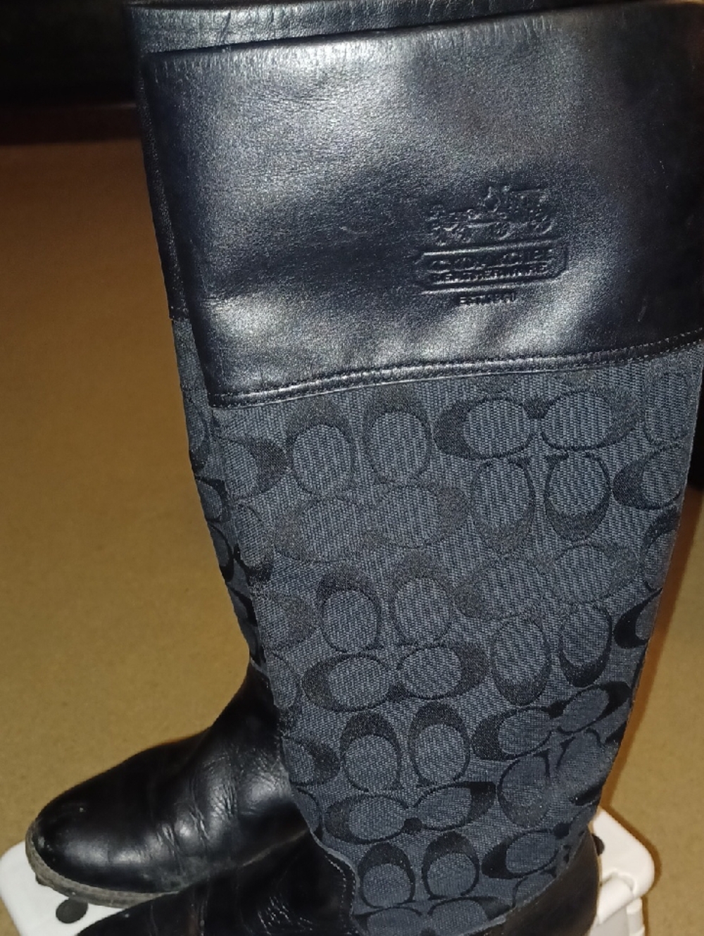 Coach Chrissi Signature Knee-High Black Boots Women's 6½ B Leather - Picture 10 of 10
